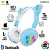 Headphone Bluetooth Gatinho LEF-1018 Lehmox - Azul